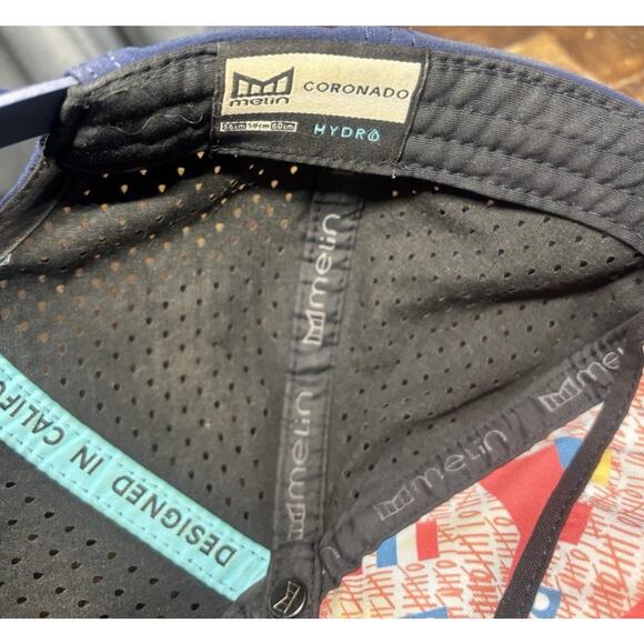 Melin Coronado Hydro Hat Anchored In Quality Navy Blue Open Sea Adjust Snapback - Picture 10 of 16